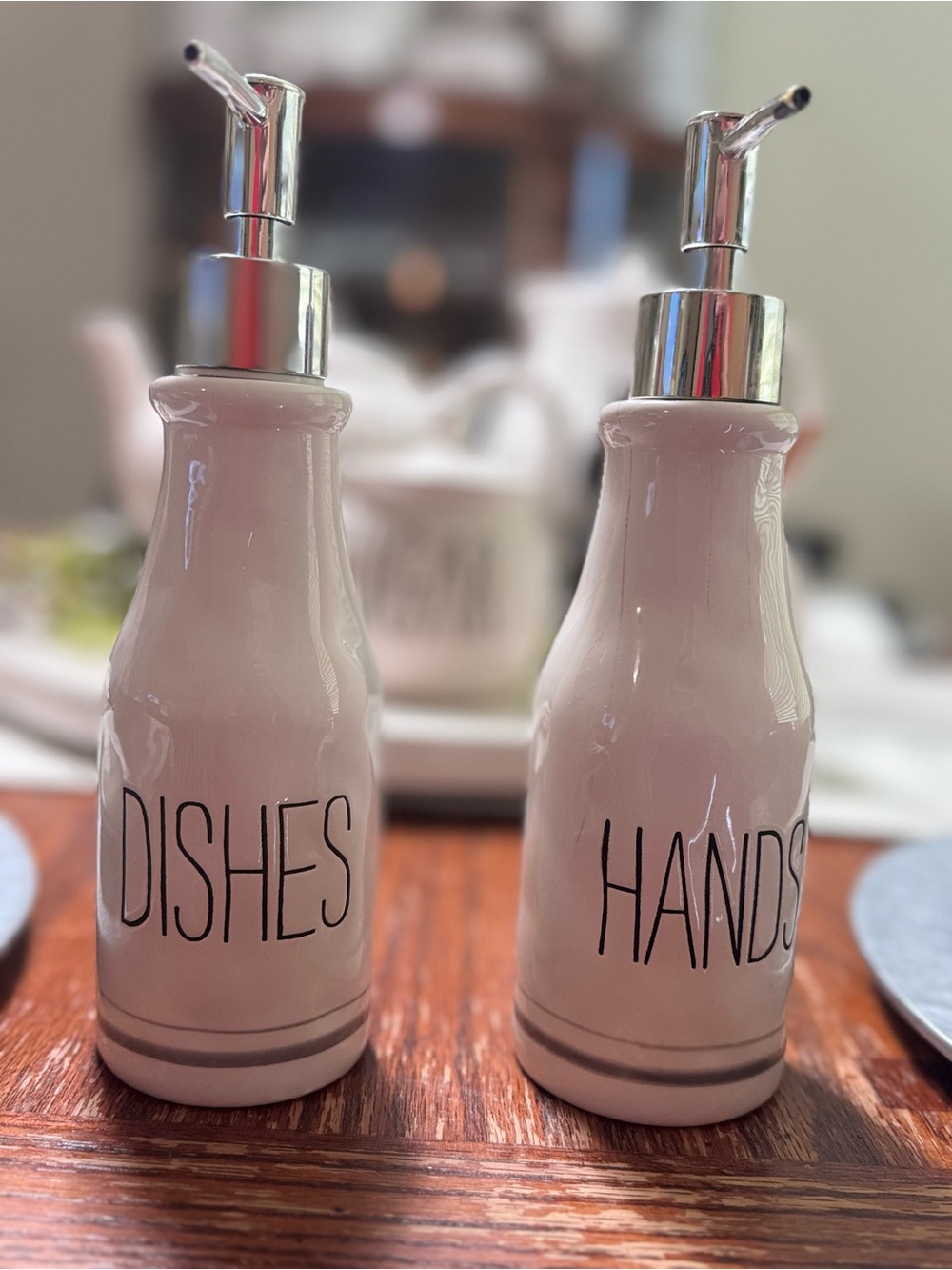 Mud Pie White Ceramic "Dishes" and "Hands" Soap Dispensers
